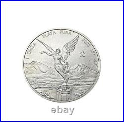 5 Coin Set 2023 Mexican Libertad. 999 Silver BU Coins 5 OZ thru 1/4 OZ with Free