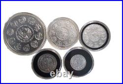 5 Coin Set 2023 Mexican Libertad. 999 Silver BU Coins 5 OZ thru 1/4 OZ with Free
