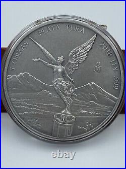 5 Troy oz Mexican Libertad. 999 fine Silver in a beautiful aged patina