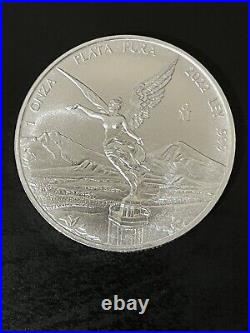 5x2022 Mexico Libertad 1oz Silver. 999 Coin FREE CAPSULE Beautiful Coin