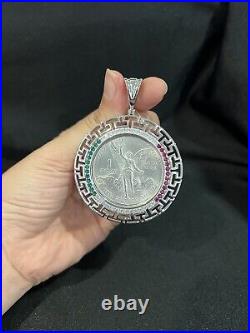 925 Sterling Silver Bezel Mexican 1 Oz Moneda Libertad CZ CENTENARIO Coin Medal