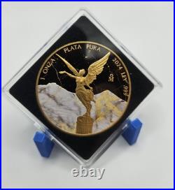 BLACK & WHITE GOLDEN MARBLE 1 Oz Silver Coin Mexico 2024