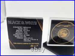 BLACK & WHITE GOLDEN MARBLE 1 Oz Silver Coin Mexico 2024