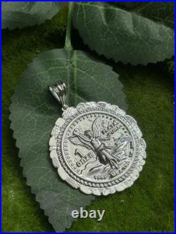 Centenario Mexican Libertad Style Coin Medallion Pendant 925 Sterling Silver