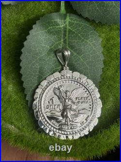 Centenario Mexican Libertad Style Coin Medallion Pendant 925 Sterling Silver