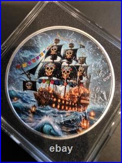Colorized 2024 Mexico Libertad -Dia de los Muertos Corsair 1 Ounce Silver #226