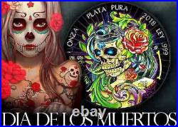 DIA DE LOS MUERTOS Day Of The Dead 2018 Mexico 1 oz Silver Libertad with Ruthenium