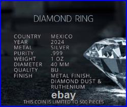 Diamond Ring Libertad 2024 1 Oz Fine Silver Diamond Dust Coin Mexico