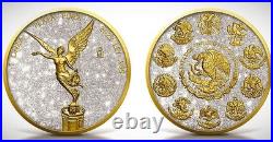 Genuine 2023 1 OZ Silver LIBERTAD Gold And Diamond Dust Accented