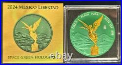Germania Colorized 2024 Libertad Space Green Hologram 1 oz Silver (399 Mintage)