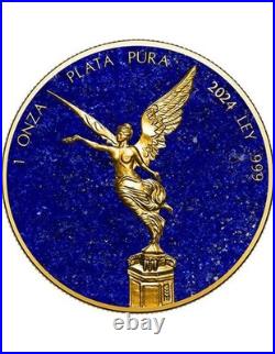 LAPIS LAZULI Precious Gemstones Libertad 1 Oz Silver Coin Mexico 2024 LAPIS LAZULI Precious Gemstones Libertad 1 Oz Silver Coin Mexico 2024