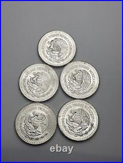 LOT OF 5-1985 1oz. 999 Silver Mexico Libertad Gem Beautiful Coins GEMS! #36
