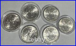 (LOT OF 6)? 6 X 1oz 1985 Mexico Libertad 1 Onza. 999 Silver Coin