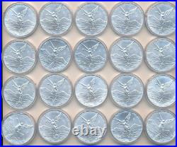 Lot (20) 2021 Mexico Silver 1 Oz Libertads-uncirculated In Capsules-ships Free
