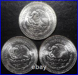 Lot (3) 1983 1984 1985 Mexico Silver Libertad 1 Onza UNC From Original Rolls L1