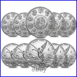 Lot of 10 2019 1 oz Mexican Silver Libertad Coin. 999 Fine BU