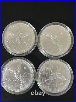 Lot of 4-1 oz. 999 Silver 2022 Mexico Libertad Coin FREE CAPSULE Beauitful Coins