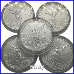 Lot of 5 2023 Mexico 1 Onza Siver Libertad 1 oz. 999 Fine Siver BU in capsule