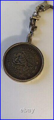 Luxury Silver Key Ring With Mexican Silver Libertad Coin 1989. Rare