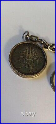 Luxury Silver Key Ring With Mexican Silver Libertad Coin 1989. Rare