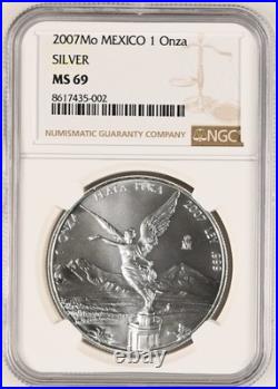 MEXICO 1 Onza 2007 Silver Libertad NGC MS69 8617435-002 KEY DATE TOP POP