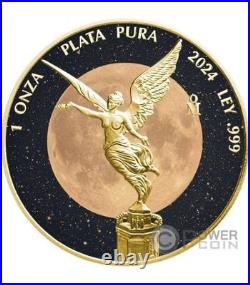 MOONLIGHT LIBERTAD Diamond Dust 1 Oz Silver Coin Mexico 2024 in Quadrum withCOA