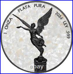 MOTHER OF PEARL BLACK PLATINUM 1oz Silver Libertad Coin Mexico2024 STUNNING MOTHER OF PEARL BLACK PLATINUM 1oz Silver Libertad Coin Mexico2024 STUNNING