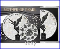 MOTHER OF PEARL BLACK PLATINUM 1oz Silver Libertad Coin Mexico2024 STUNNING MOTHER OF PEARL BLACK PLATINUM 1oz Silver Libertad Coin Mexico2024 STUNNING