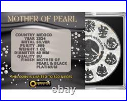MOTHER OF PEARL BLACK PLATINUM 1oz Silver Libertad Coin Mexico2024 STUNNING MOTHER OF PEARL BLACK PLATINUM 1oz Silver Libertad Coin Mexico2024 STUNNING