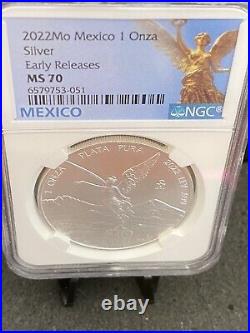 MS 70 2022-1oz Libertad Early Release BU. 999 Silver Onza Mexico Perfect