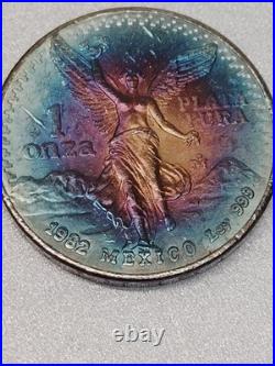 Mexican 1982 Toned 1oz Plata Pura Rainbow? First Year Modern Libertad