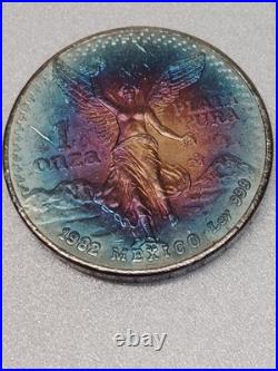 Mexican 1982 Toned 1oz Plata Pura Rainbow? First Year Modern Libertad