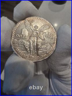 Mexican Libertad 1985 Onza Toned Silver Coin 1oz Plata Pura Natural Toning