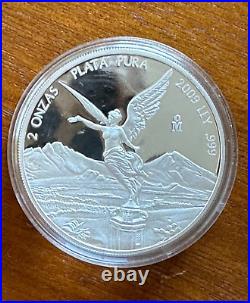 Mexican Libertad 2 oz silver coin proof 2009