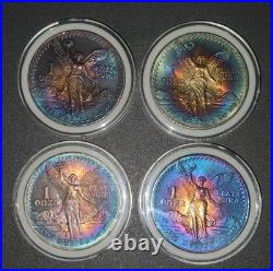 Mexico 1 Onza Libertad. 999 Silver Rainbow Toned (1982, 1983, 1984)