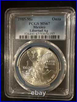 Mexico 1 Onza Silver Libertad 1985 PCGS MS67 Coin. 999 Fine Uncirculated