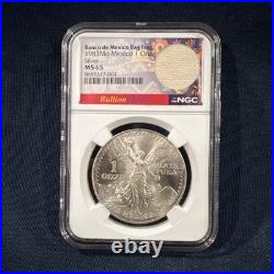 Mexico 1983 Mo, 1 Onza Silver. NGC Certified MS 65 / 1 Troy Oz. 999 With Bag Frag