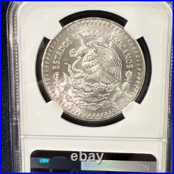 Mexico 1983 Mo, 1 Onza Silver. NGC Certified MS 65 / 1 Troy Oz. 999 With Bag Frag