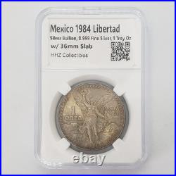 Mexico 1984 Mexican 1 Oz Libertad Silver Coin Bullion with 36 mm Slab Snap Holder