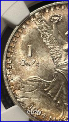 Mexico 1994 1 Onza Silver Coin NGC MS 66 Bank Roll End Key Date One Side Toner