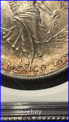 Mexico 1994 1 Onza Silver Coin NGC MS 66 Bank Roll End Key Date One Side Toner