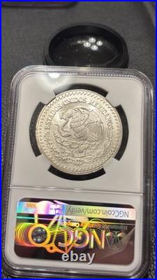 Mexico 1994 1 Onza Silver Coin NGC MS 66 Bank Roll End Key Date One Side Toner