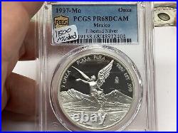 Mexico 1997 1 Oz Silver Libertad Proof PCGS PF68 DCAM Mintage 1500