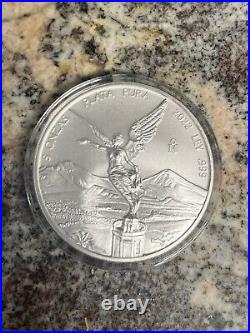 Mexico 2022 5oz. 999 Silver Libertad In Capsule