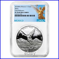 Mexico 2024 1-oz Proof Silver Libertad Onza NGC PF70UC ER Mexico Label Mexico 2024 1-oz Proof Silver Libertad Onza NGC PF70UC ER Mexico Label