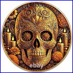 Mexico 2024 Libertad Calavera De Oro 24K Gilded 1 oz Silver Art Coin