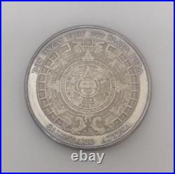 Mexico Dos Onzas Troy. 999 Plata Pura Ferrocarril Calendario Azteca