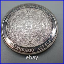 Mexico Pancho Villa Dos Onzas troy. 999 plata pura coin calendario Azteca Hero