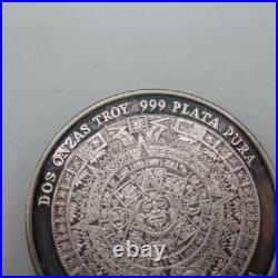 Mexico Pancho Villa Dos Onzas troy. 999 plata pura coin calendario Azteca Hero
