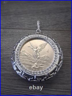 Moneda centenario libertad de 1 OZ, moneda y bizel plata 925 plata real MX